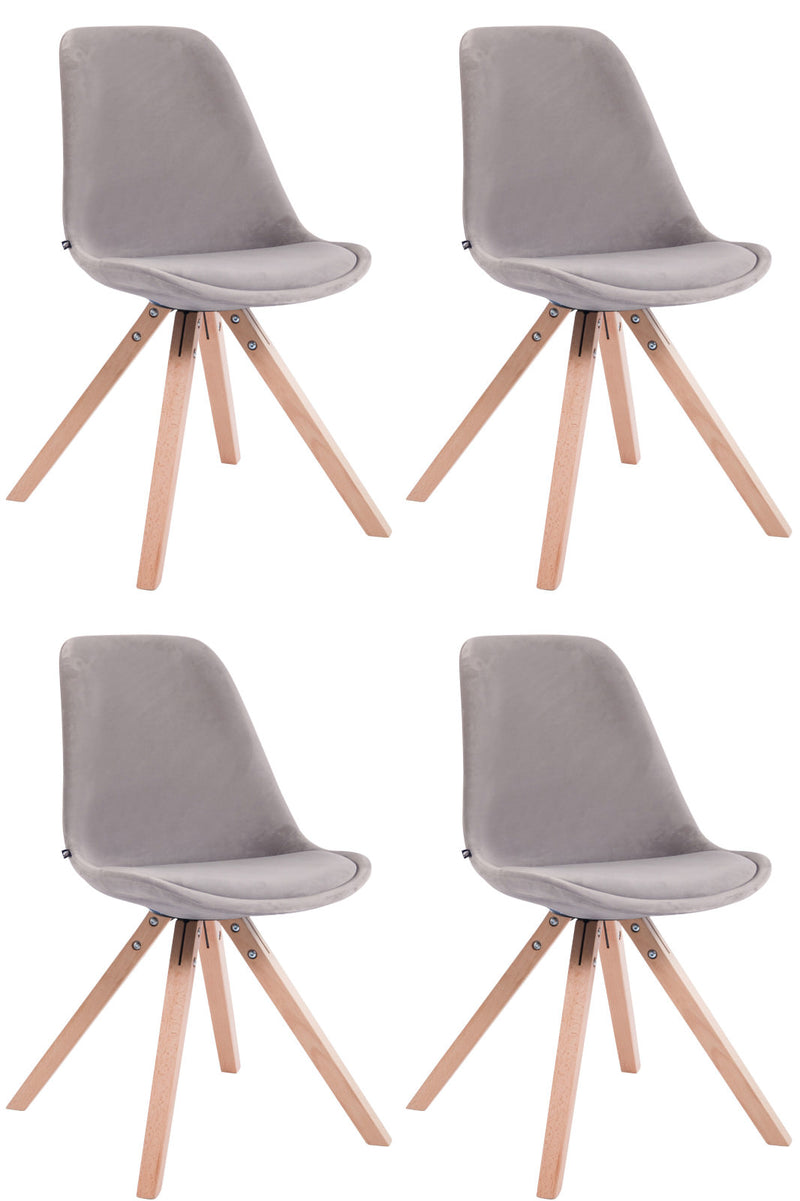 Set van 4 Toulouse fluwelen vierkante stoelen