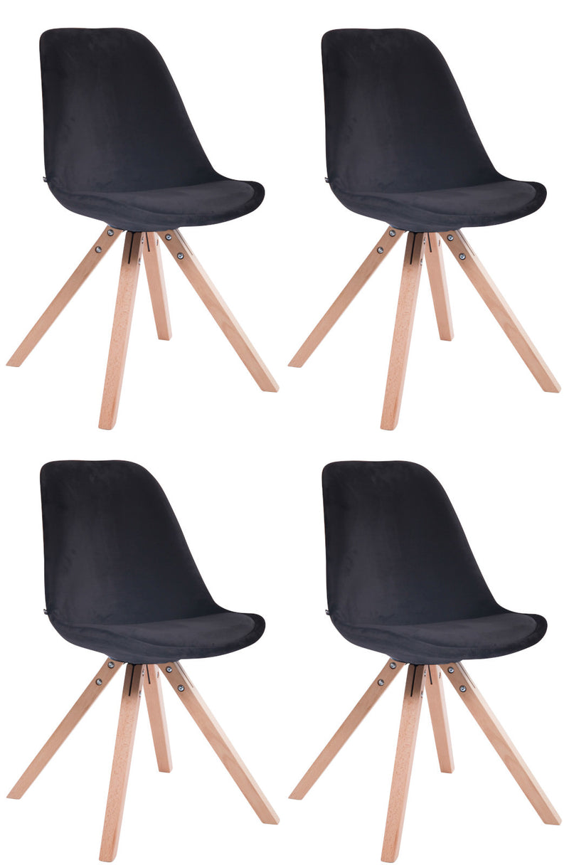 Set van 4 Toulouse fluwelen vierkante stoelen