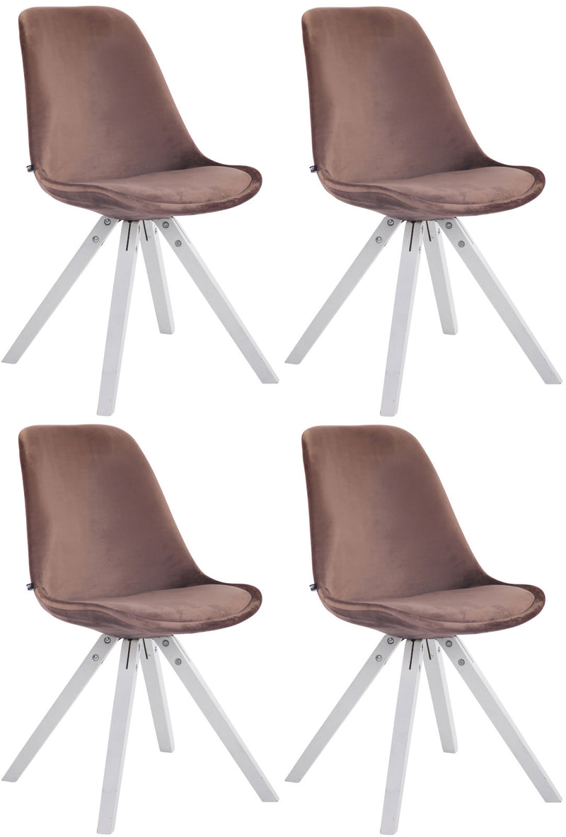 Set van 4 Toulouse fluwelen vierkante stoelen