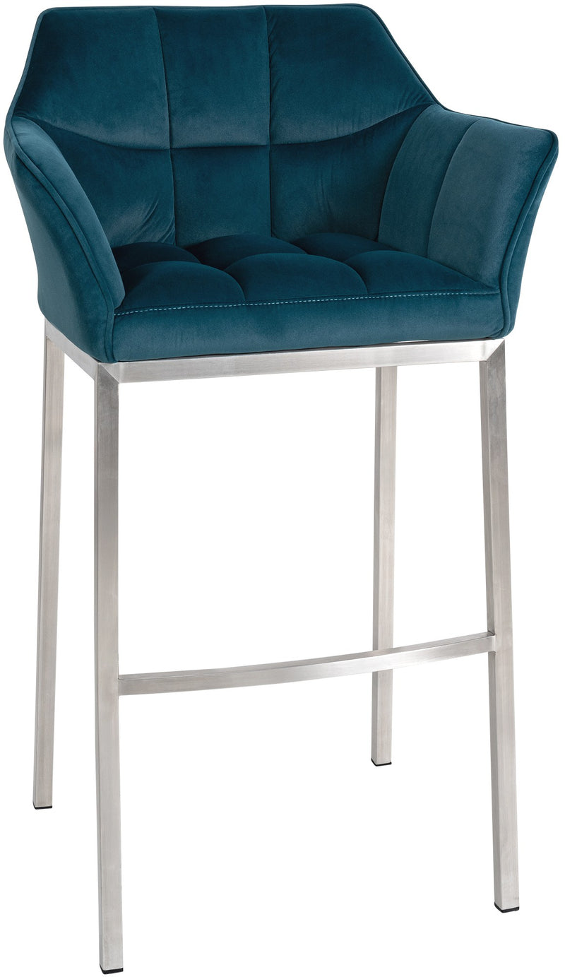 Bar stool Damaso velvet cover with four-legged frame