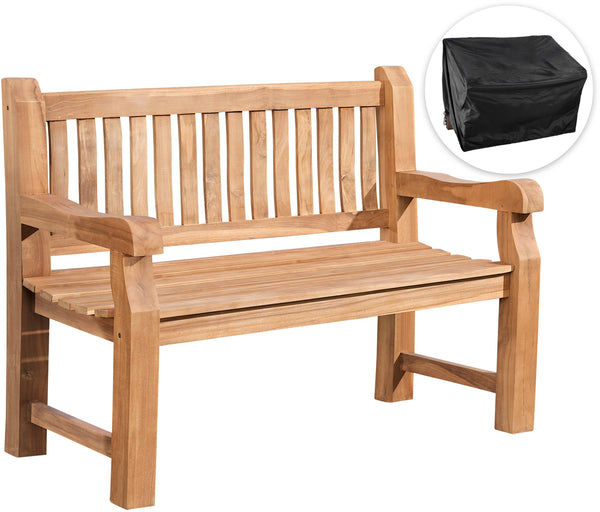 Teak bench 120 cm with cover