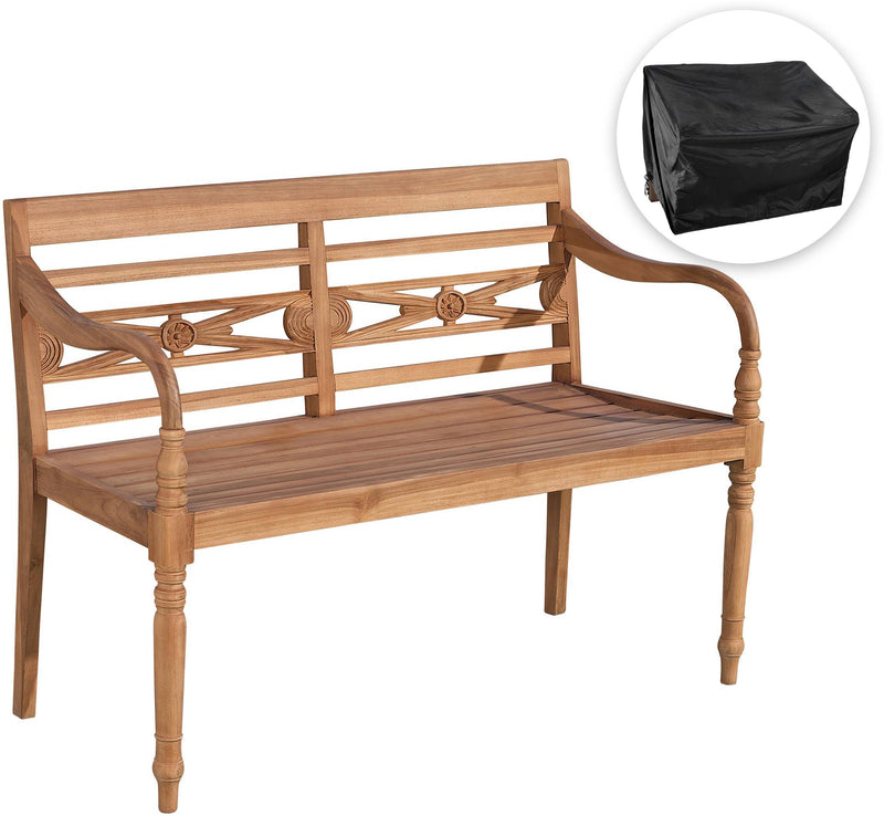 Teak bench 120 cm with cover