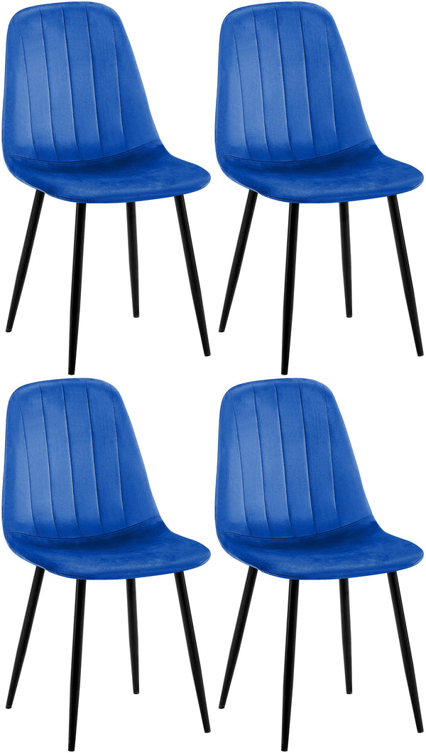 Set van 4 Baxter fluwelen eetkamerstoelen