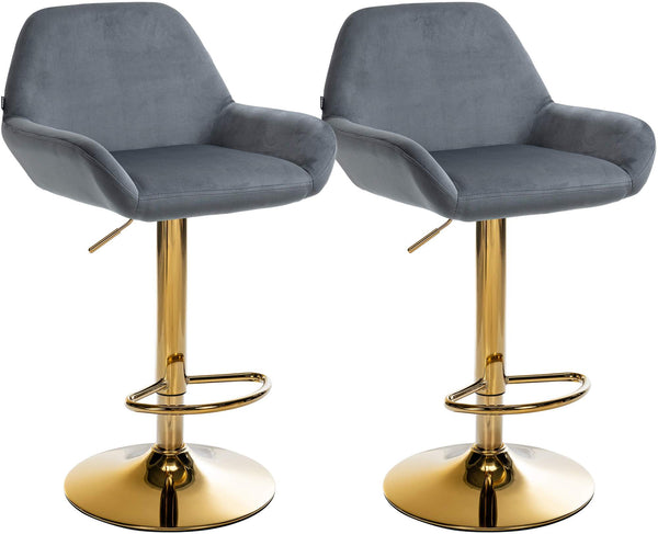 Set of 2 bar stools Braga gold velvet