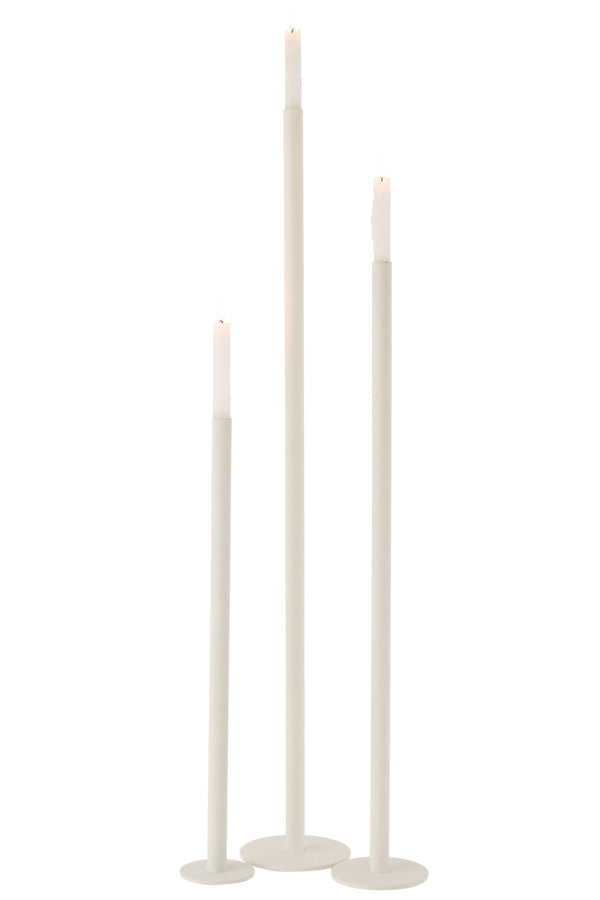 Set of 3 Candle Holders High Modern Metal White - Elegant decoration for your home