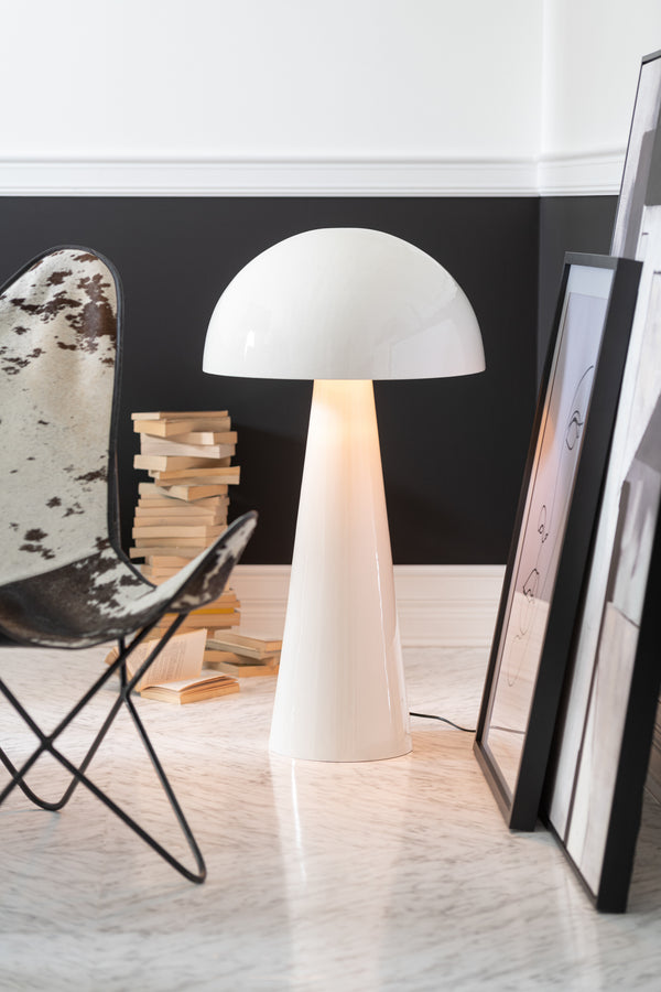 Design vloerlamp White Mushroom XL in paddestoelvorm - elegant glanzend wit