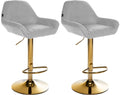 Set of 2 bar stools Braga gold fabric