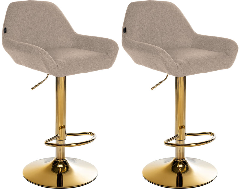 Set of 2 bar stools Braga gold fabric