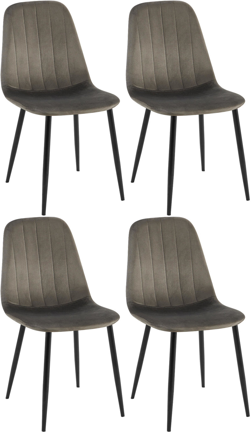 Set van 4 Baxter fluwelen eetkamerstoelen