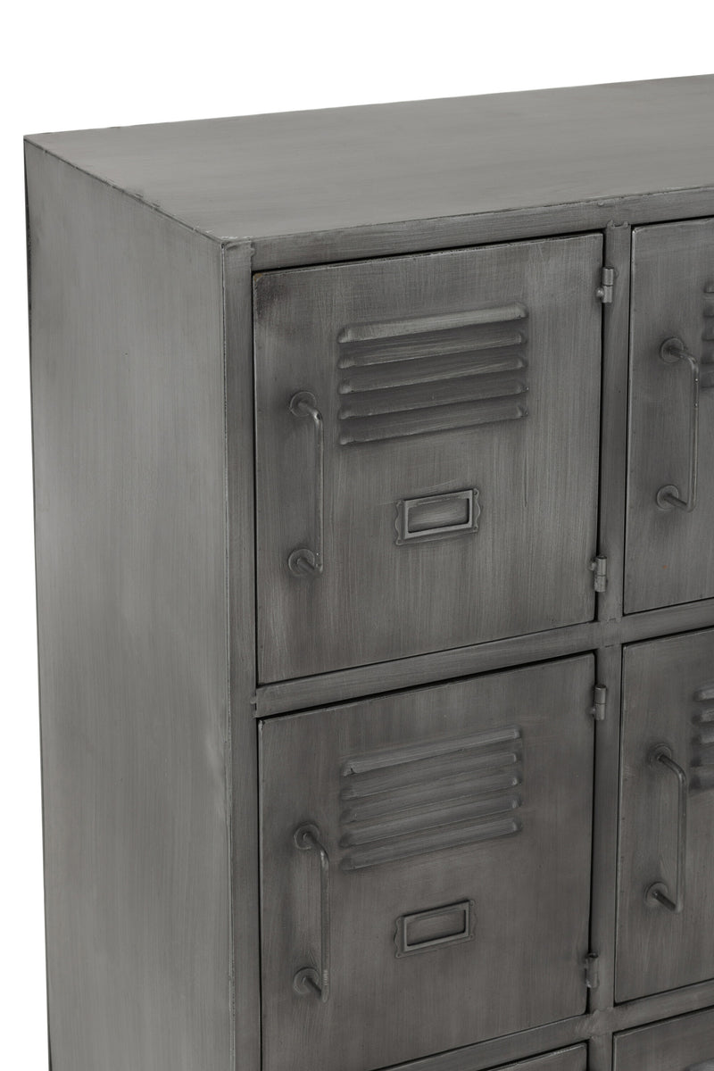 Elegant 9-door metal cabinet in silver - style meets function