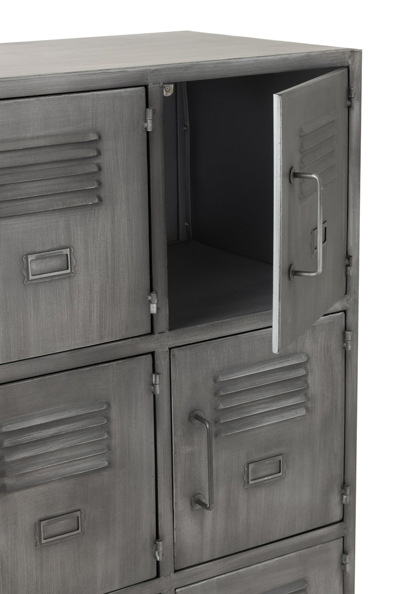 Elegante metalen kast met 9 deuren in zilver – stijl ontmoet functionaliteit