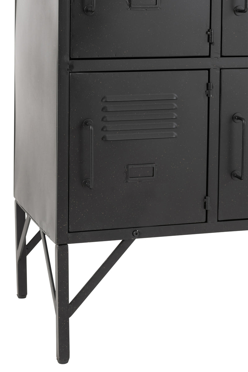 Modern 9-door black metal cabinet - storage space with an industrial flair