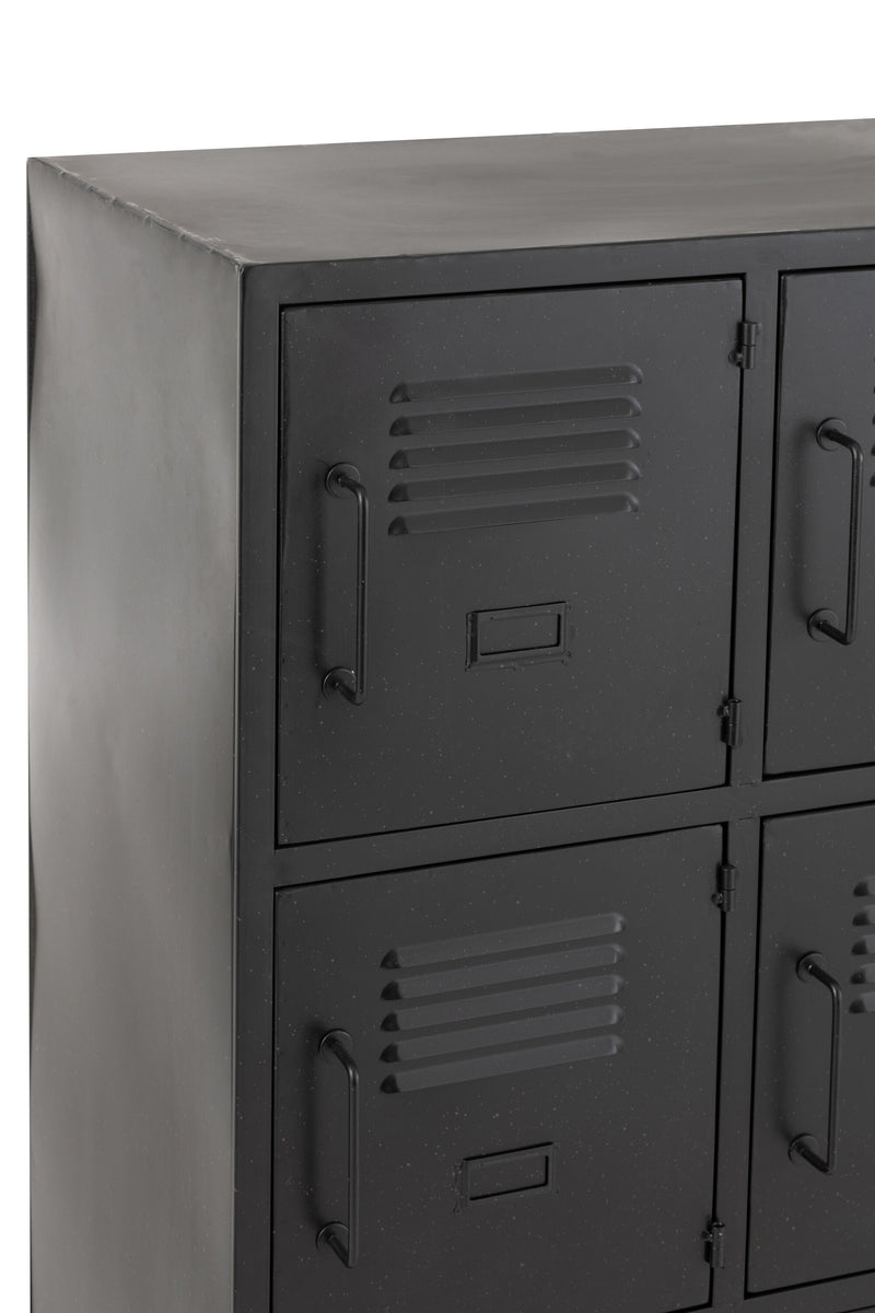 Modern 9-door black metal cabinet - storage space with an industrial flair