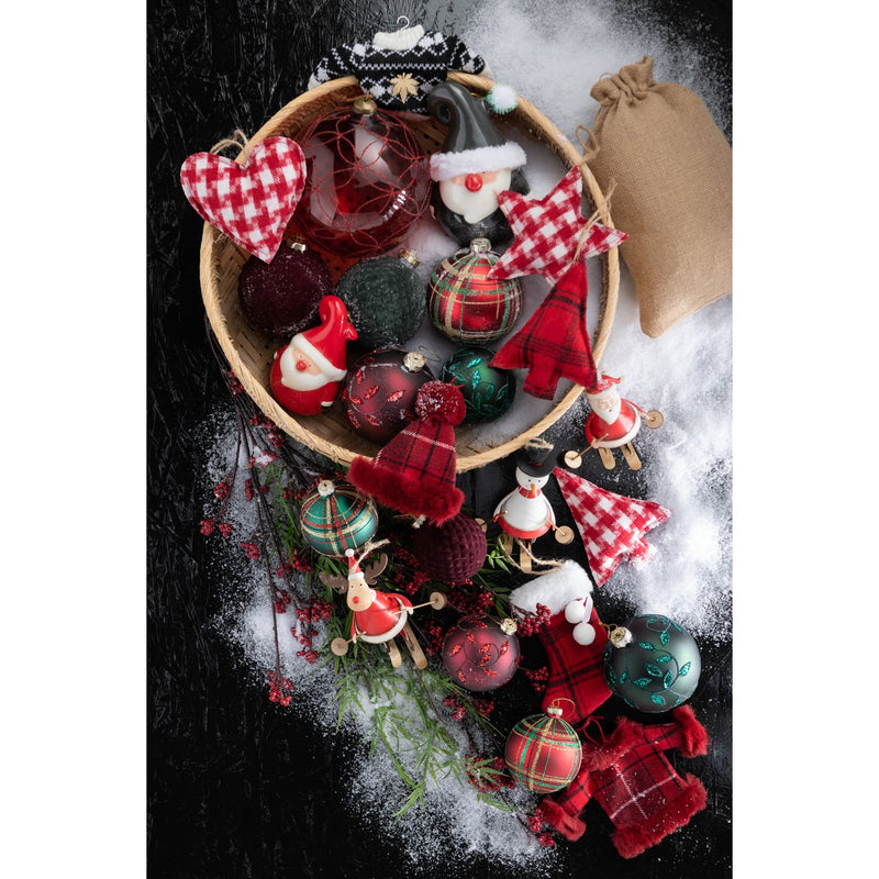 Set aus 6 Rauten-Weihnachtskugeln in Rot und Grün – 8 cm, Glas