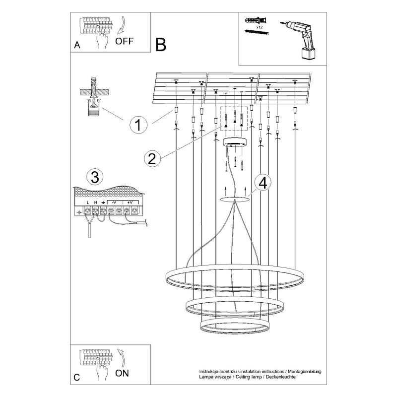 Kronleuchter RIO 3 55/78/110 schwarz LED 4000K