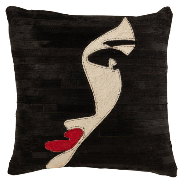 he set of leather cushions "Woman with Red Lips" - seductive and stylish home accessories for your home