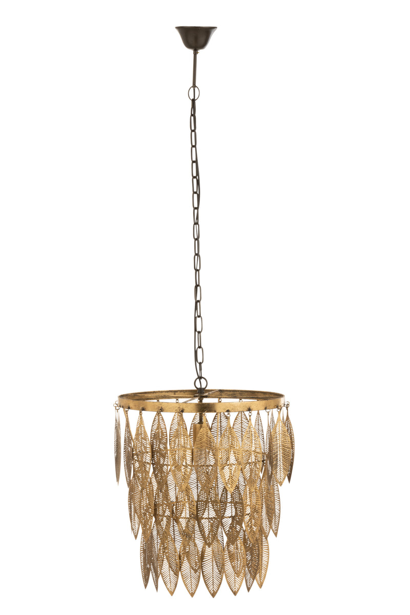 Elegante hanglamp Aurelia in bladdesign - gouden metalen glans