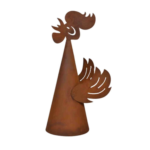 Fence stool rooster figure | Garden decoration rust post stool made of metal