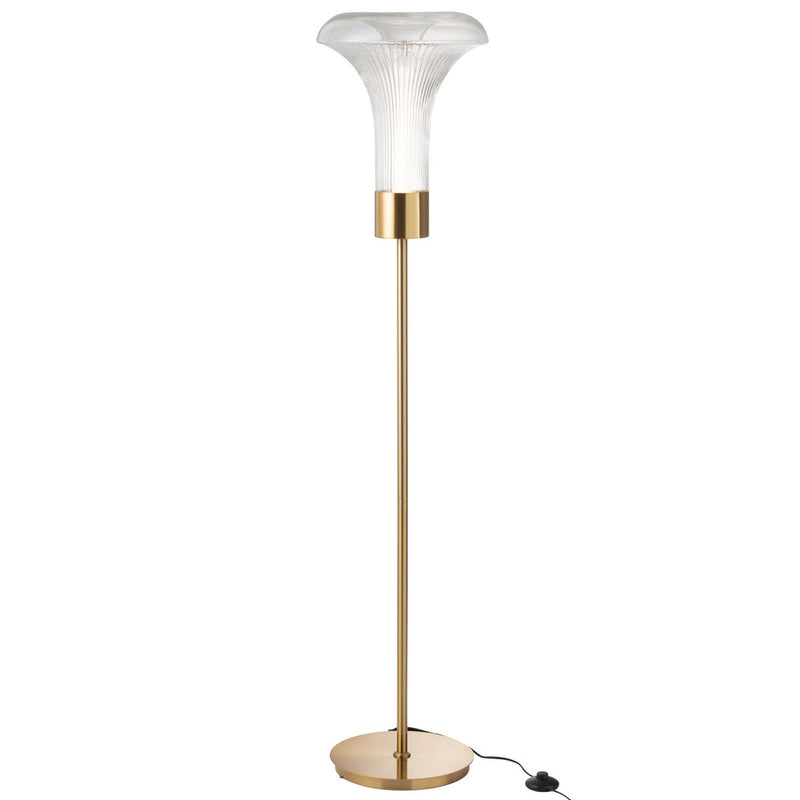 Lumina Aura floor lamp LED floor lamp made of gold and transparent glass, 155 cm