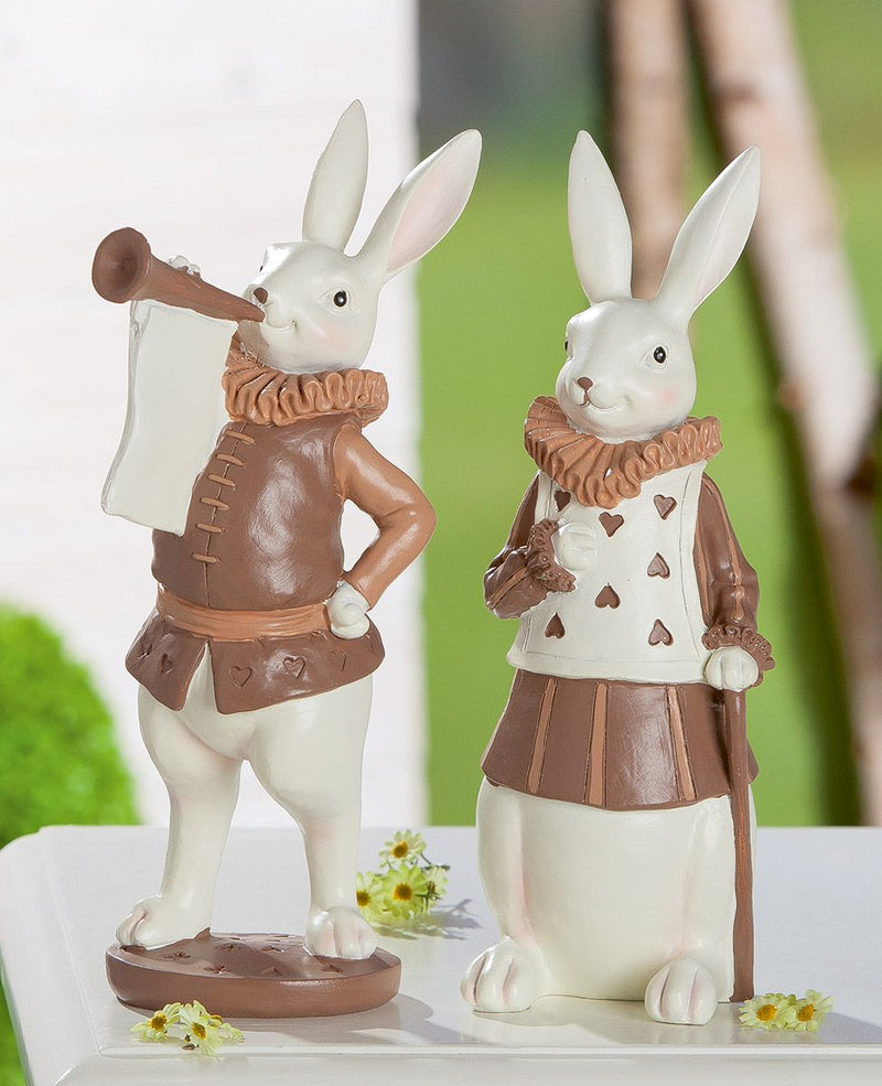 Magical pair of bunnies decoration set 2-piece, stylish resin design, 27.5 cm high