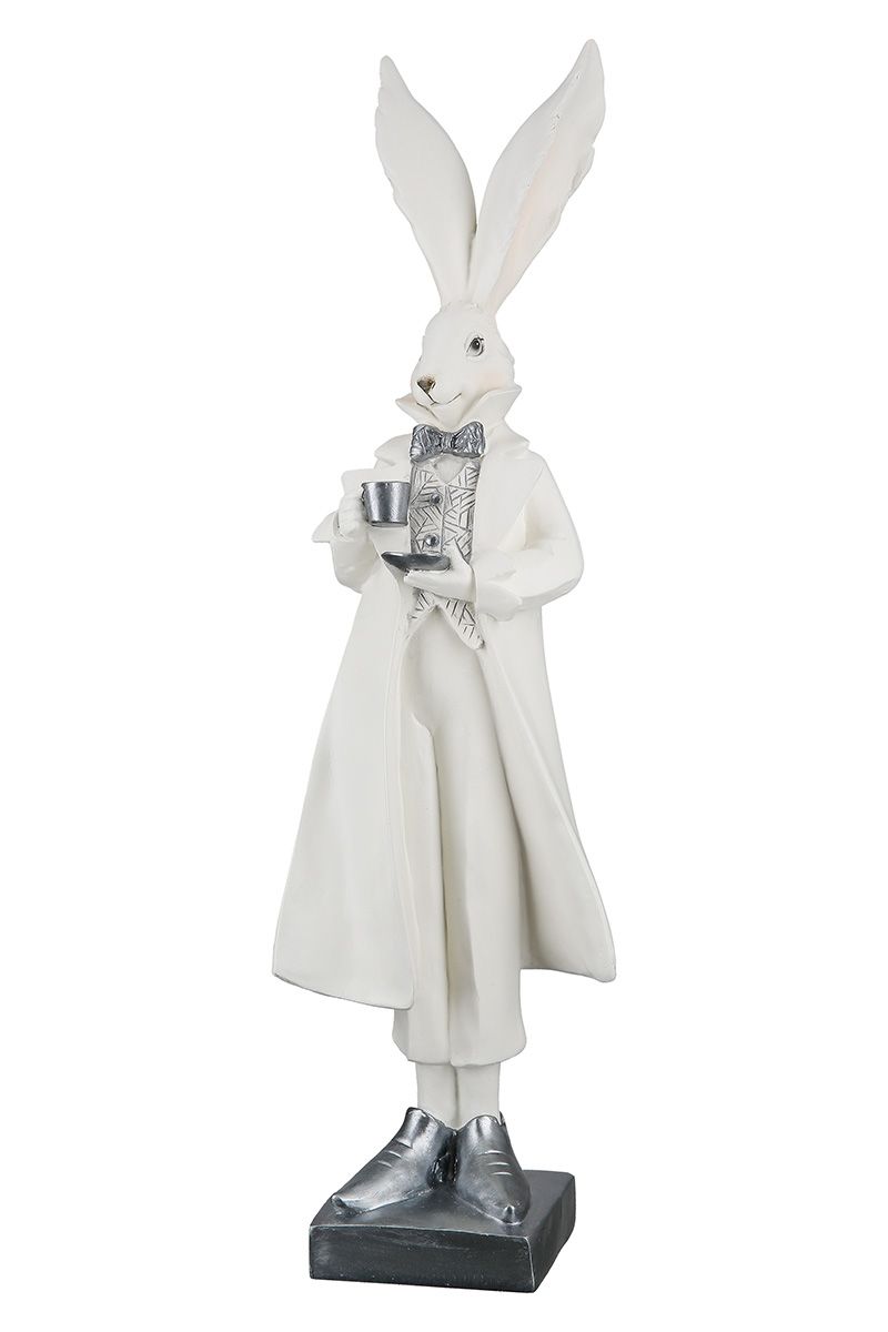 Set of 2 bunnies "Formidable" in white/silver colors - a highlight for your decoration