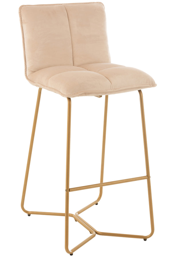 Set of 2 Pierre bar stools - Elegant combination of metal and textile in beige