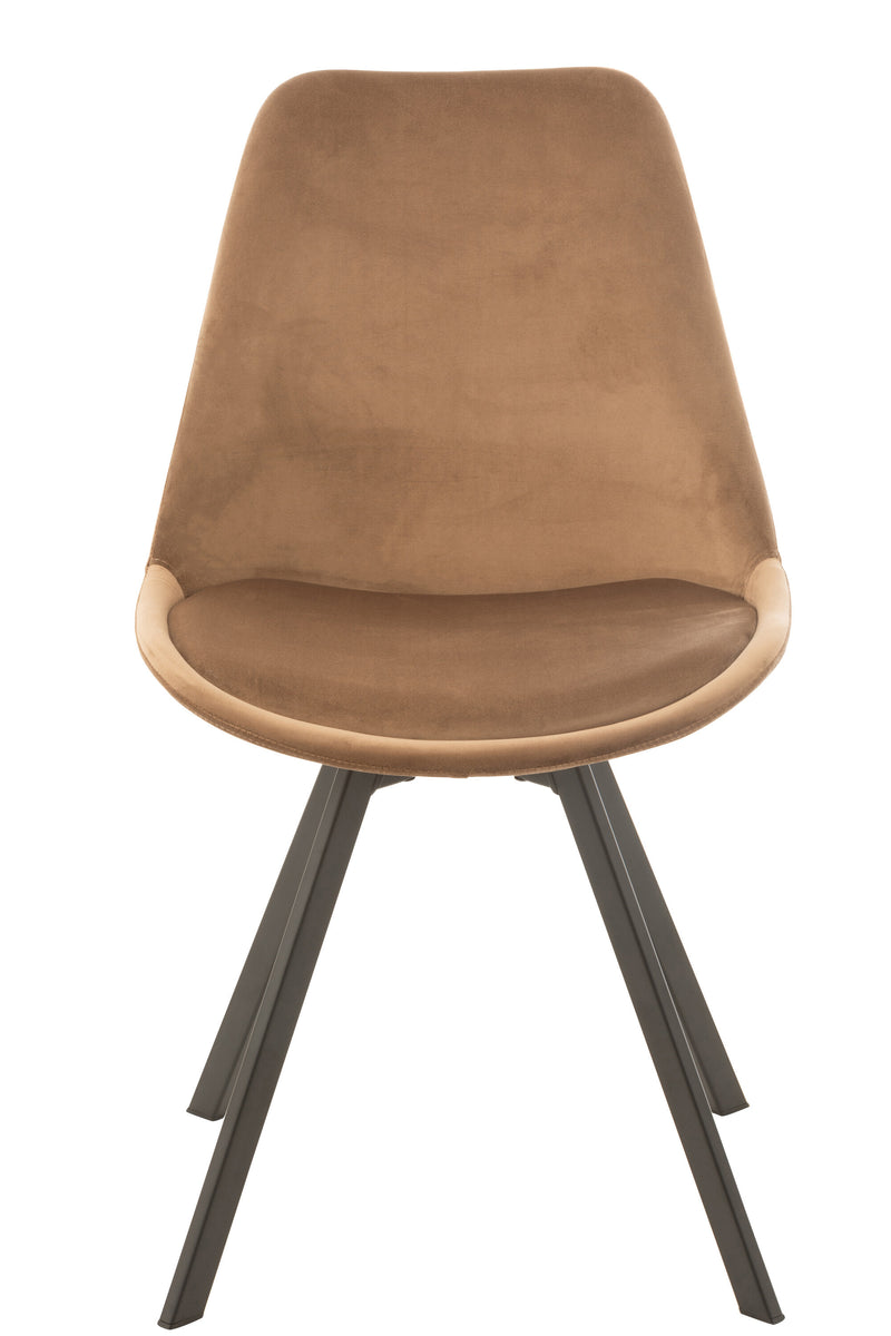 Set of 2 Helene chairs made of textile with metal feet in brown, dark brown or beige