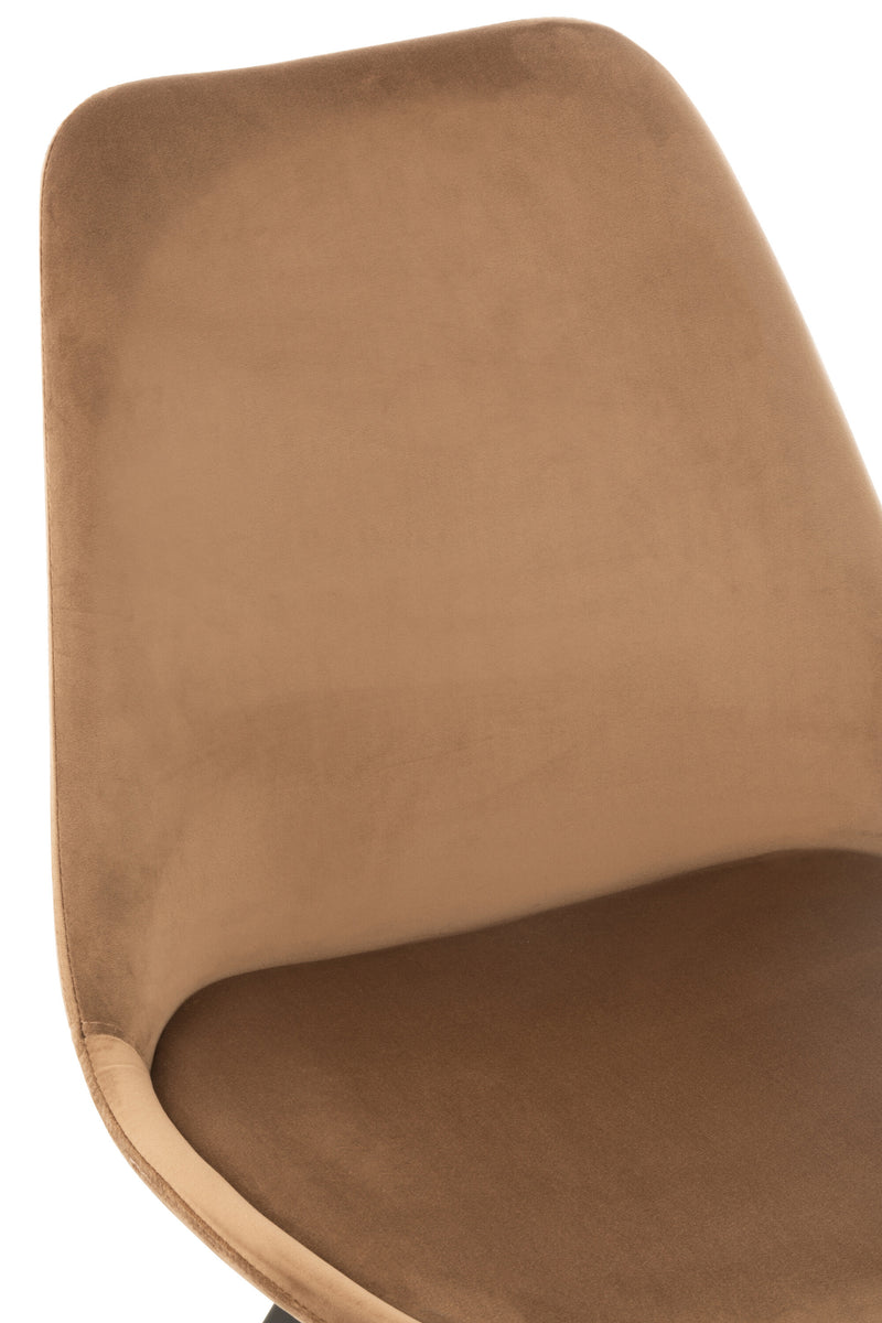 Set of 2 Helene chairs made of textile with metal feet in brown, dark brown or beige