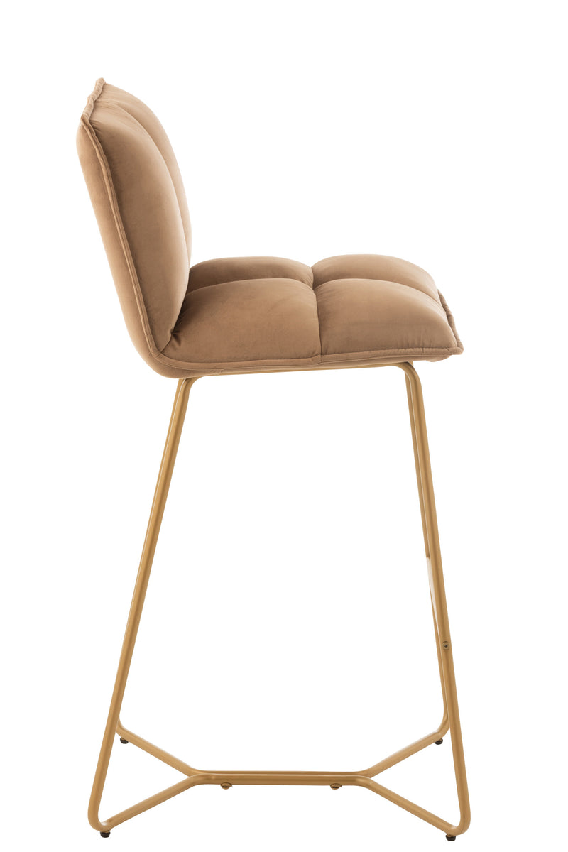 Set van 2 Pierre barstoelen - modern design, metalen frame, zitting van textiel in bruin