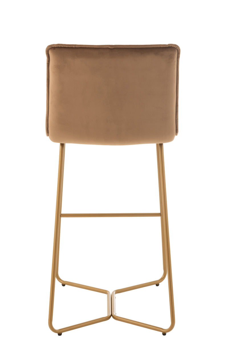 Set of 2 Pierre bar chairs - modern design, metal frame, textile seat in brown