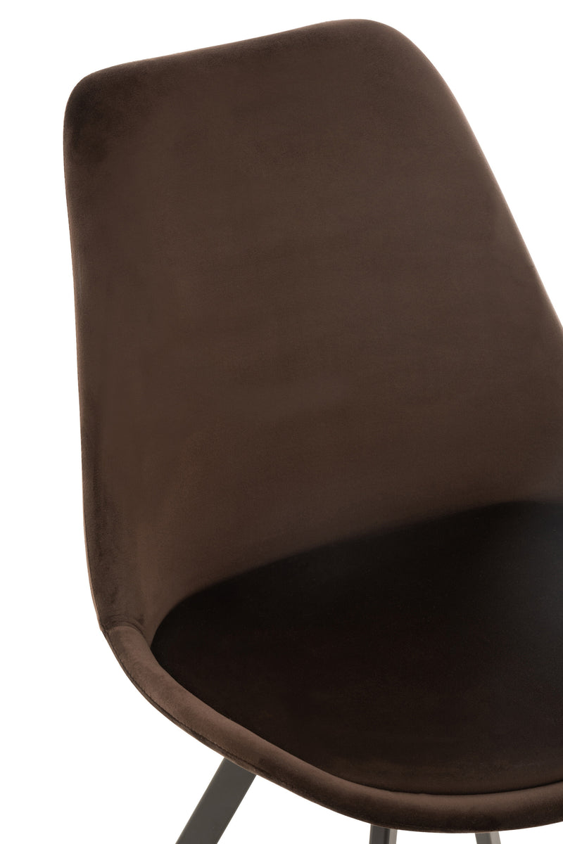 Set of 2 Helene chairs made of textile with metal feet in brown, dark brown or beige