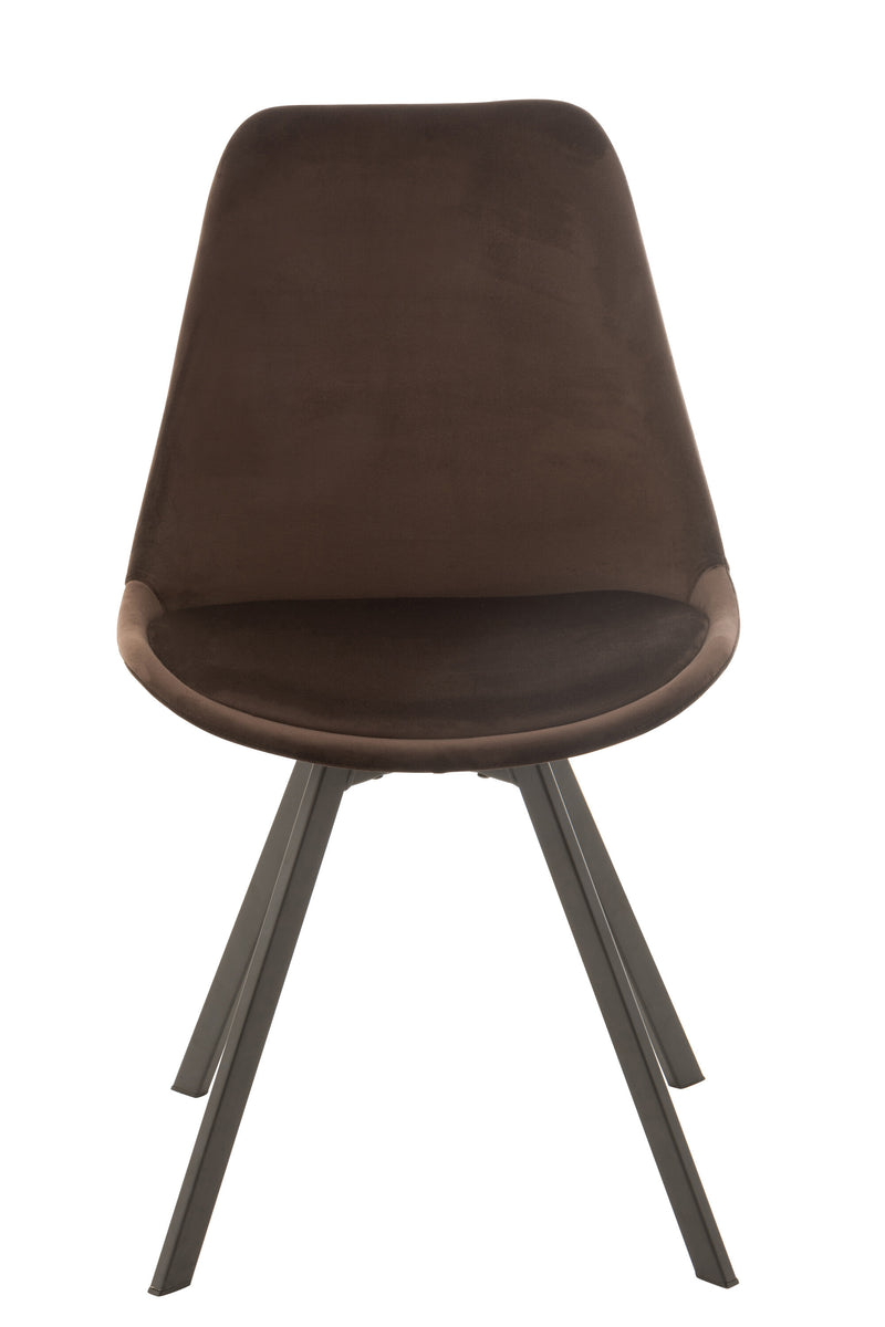 Set of 2 Helene chairs made of textile with metal feet in brown, dark brown or beige