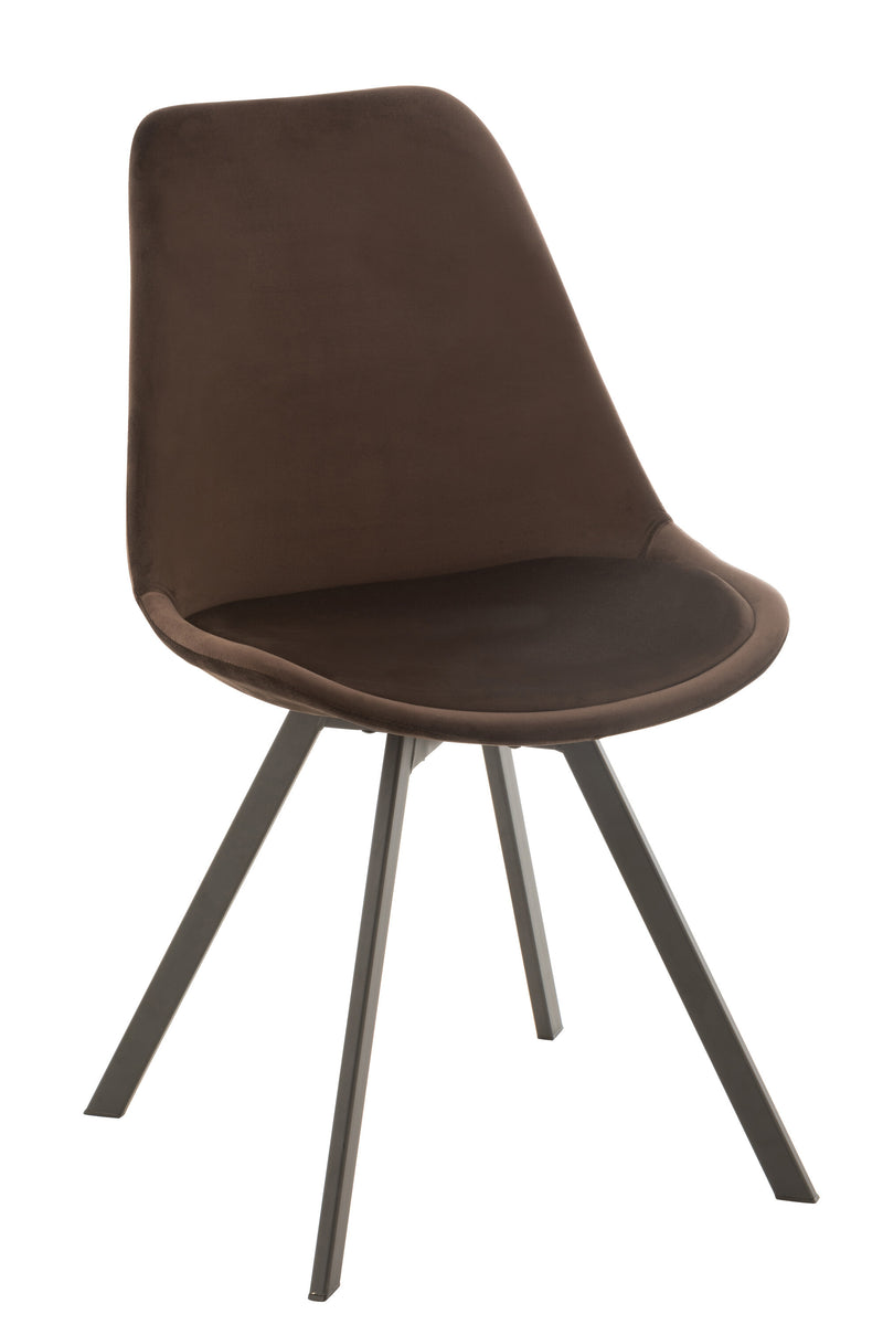 Set of 2 Helene chairs made of textile with metal feet in brown, dark brown or beige