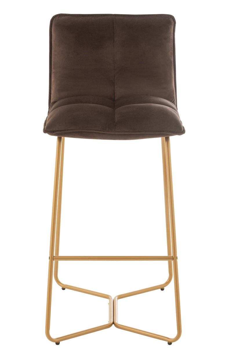 Set of 2 Pierre bar chairs - modern design, metal frame, textile seat in dark brown