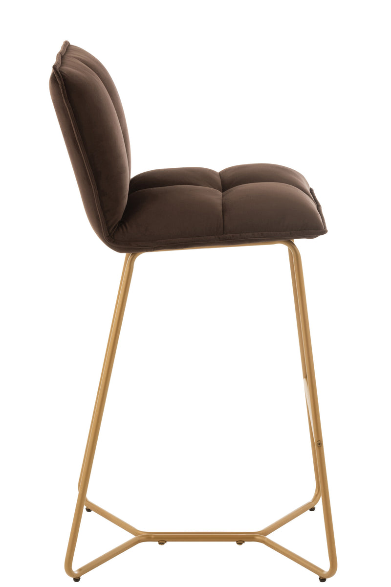 Set van 2 Pierre barstoelen - modern design, metalen frame, stoffen zitting in donkerbruin