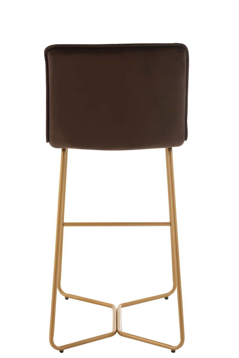 Set of 2 Pierre bar chairs - modern design, metal frame, textile seat in dark brown