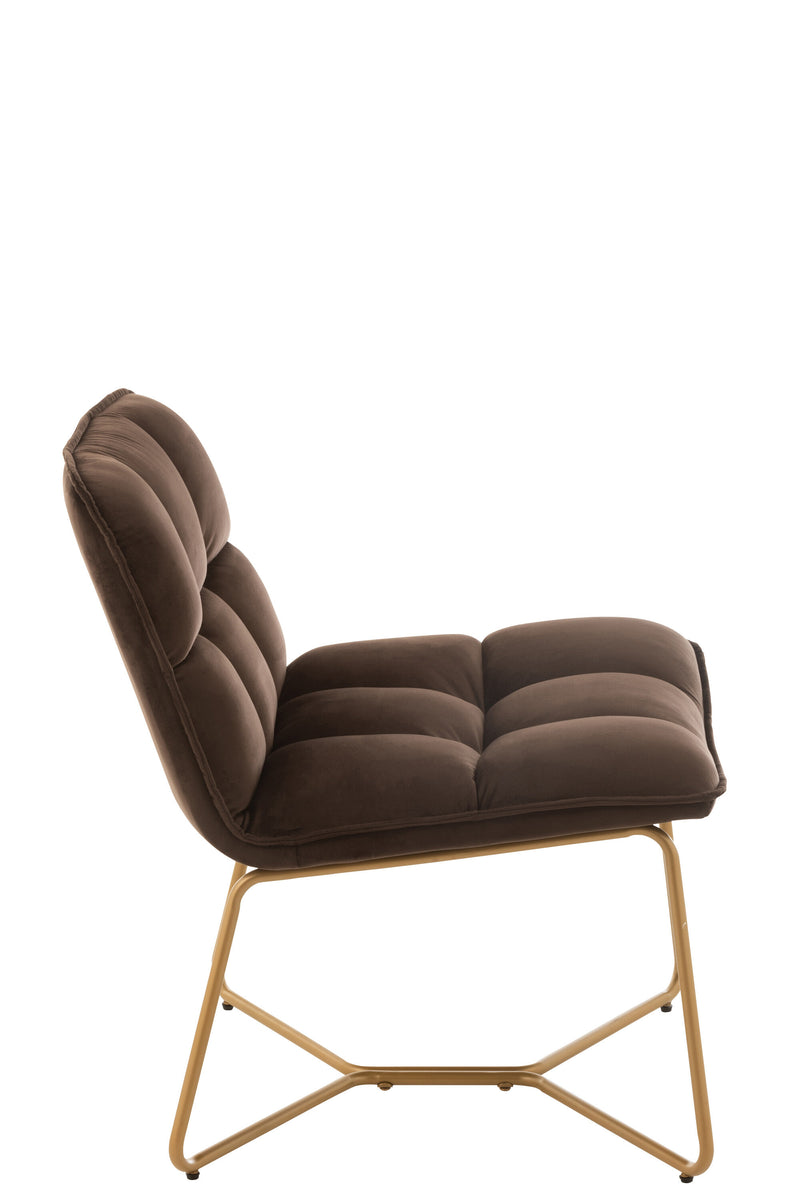 Set van 2 loungestoelen Lisa - modern design, metalen frame, comfortabele stoffen zitting in donkerbruin