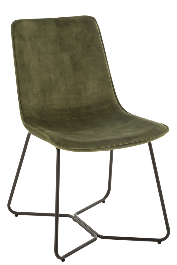 Set of 2 Catia chairs A harmonious symbiosis of metal and textile in exquisite green