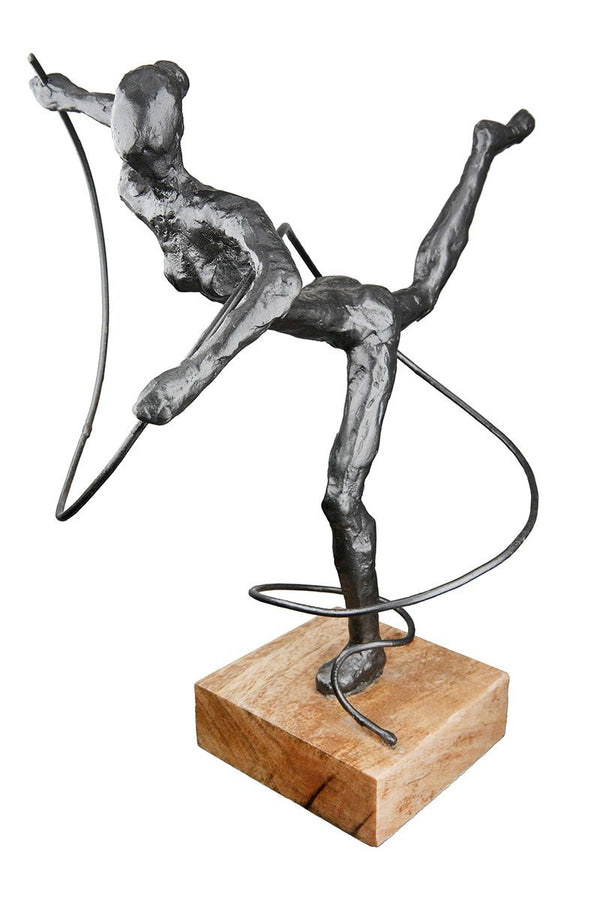 Elegante Aluminium Holz Skulptur 'Körpergefühl' – Ein Ausdruck femininer Eleganz und Dynamik