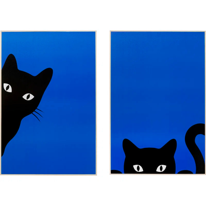 Framed Poster Ciao Gatto (Set of 2) Cats Wall Art