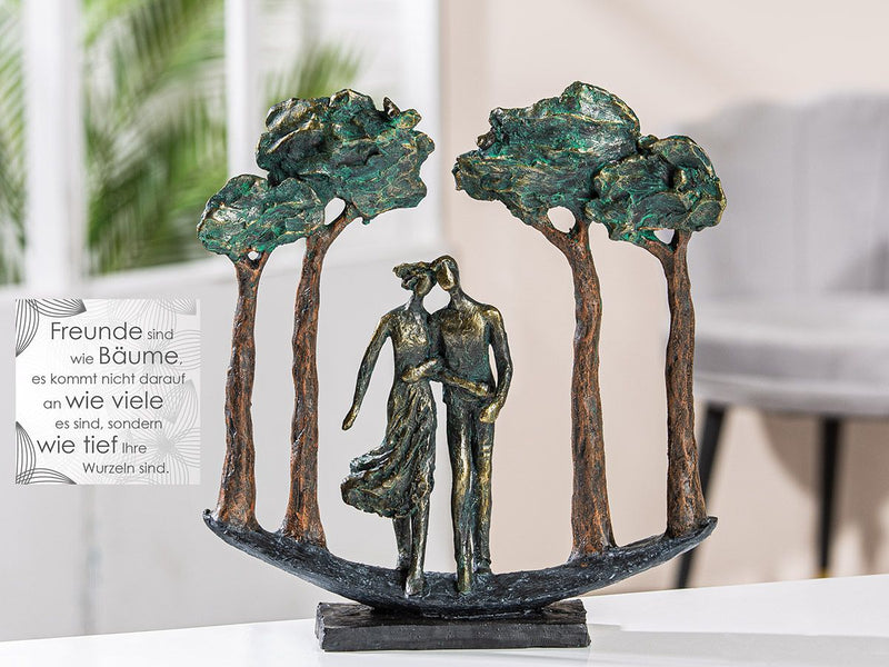 Sculpture 'Under Trees' - Elegant couple motif with inspiring saying card