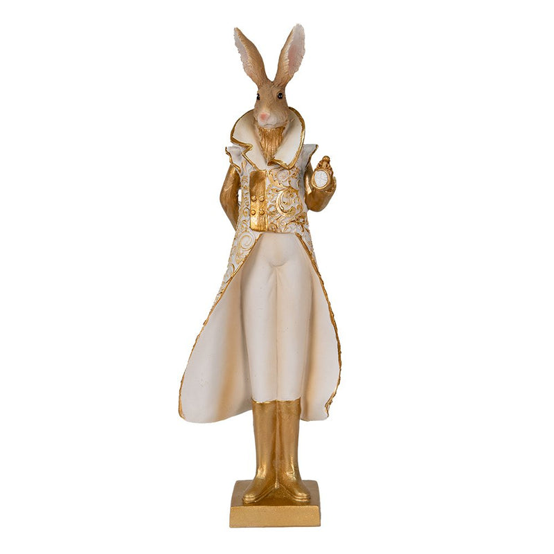 Dekorationsstatue Hase Gold, Weiß 11x8x33 cm