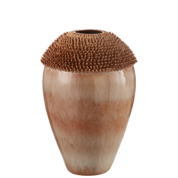 Vase made of porcelain brown with lace structure, 60 cm