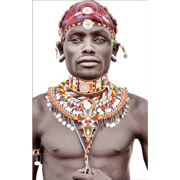 Gewebter Gobelin-Wandteppich 80/120 Samburu Man White WH1747 Gestreckt