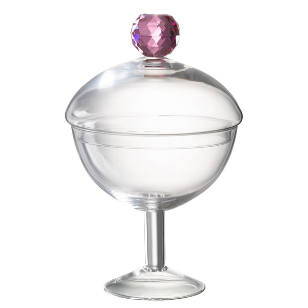 Vorratsdose Diamant Kristall Glas Transparent Rosa 25 cm