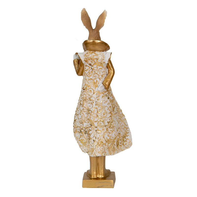 Dekorationsstatue Hase Gold, Weiß 11x8x33 cm