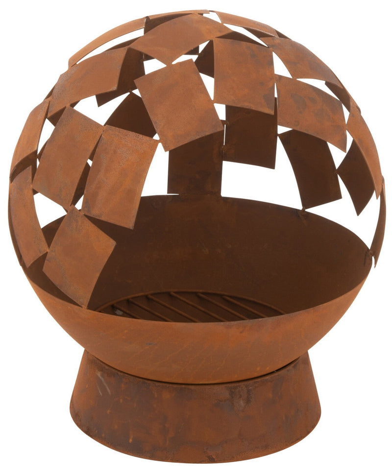 Fire pit 'Abstract' - Stylish fire pit made of rusted metal, round, 58cm high