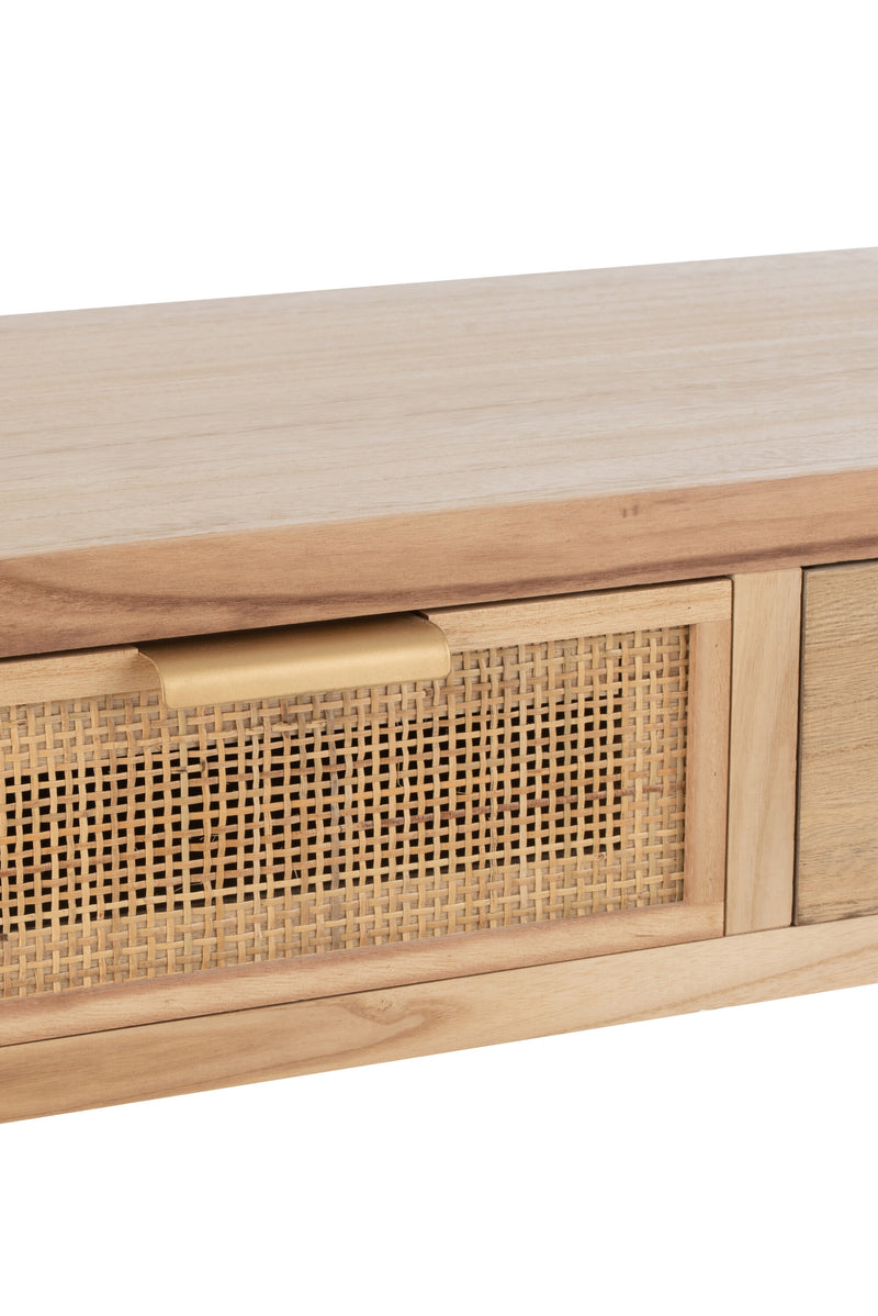 Console 2 drawers natural rattan wood - natural elegance for your home