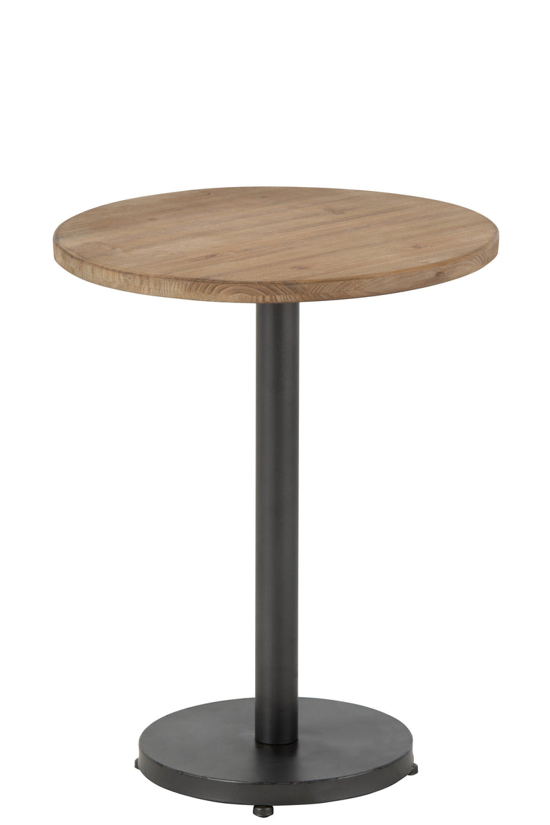 Bar Round side table – metal/wood – brown