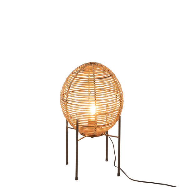 Set of 2 table lamps frames - noble design made of metal &amp; rattan in natural tones